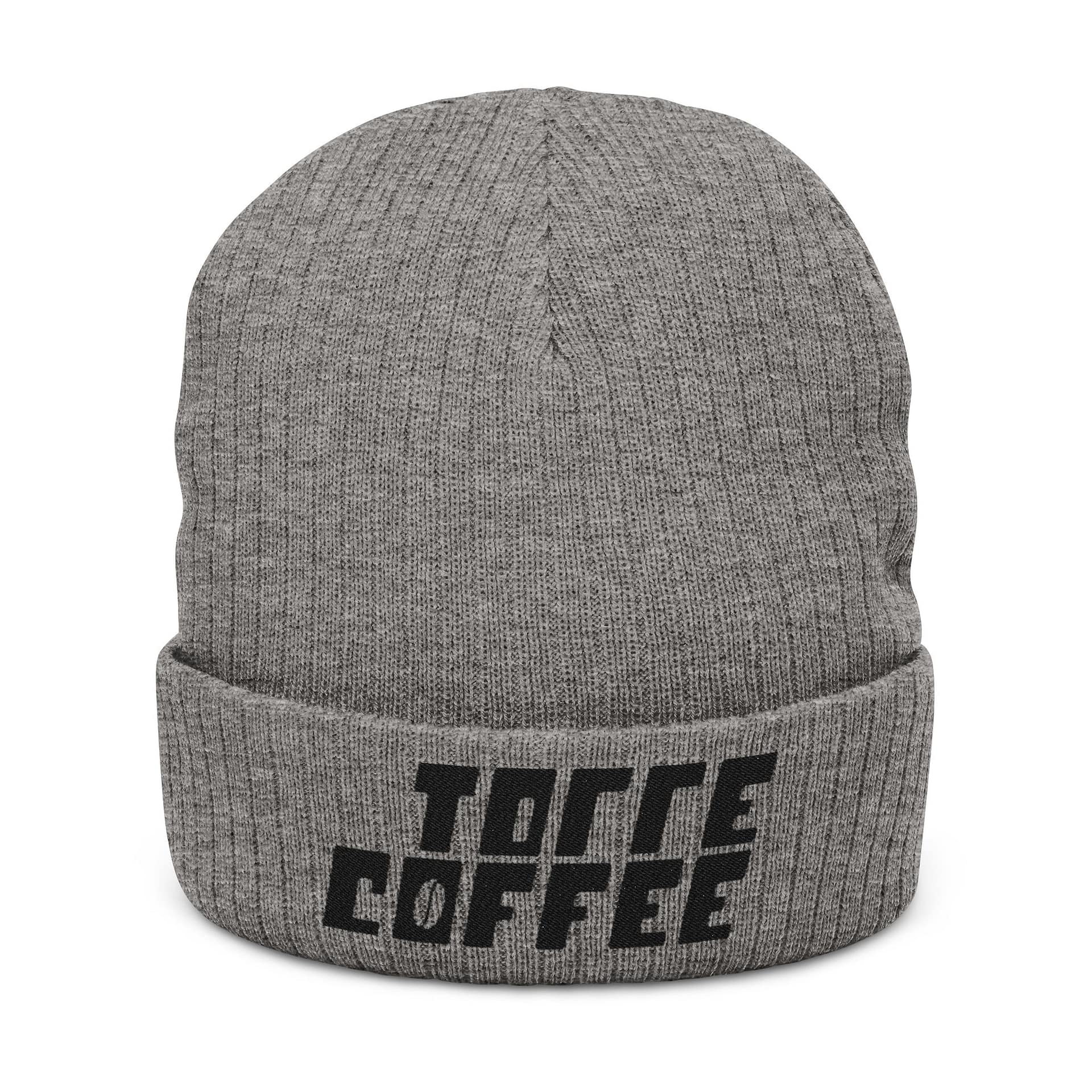 Embroidered 'Torre Coffee' Ribbed Knit Beanie – Image 2