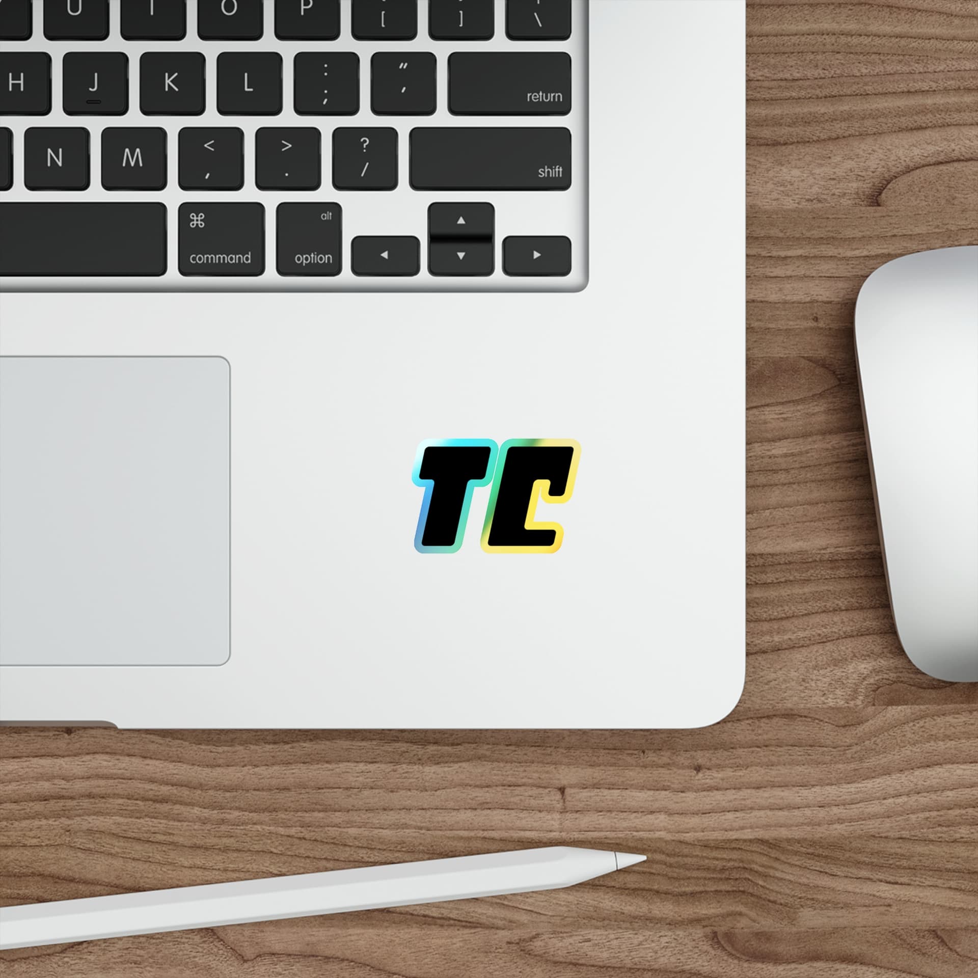 Holographic 'TC' Die-Cut Sticker — Iridescent Skateboard Logo Decal – Image 3