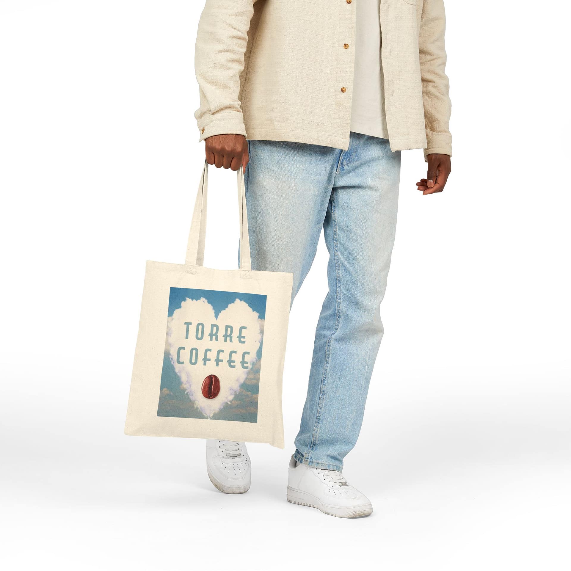 Tote — Torre Coffee Heart Cloud Design Canvas Tote Bag – Image 4