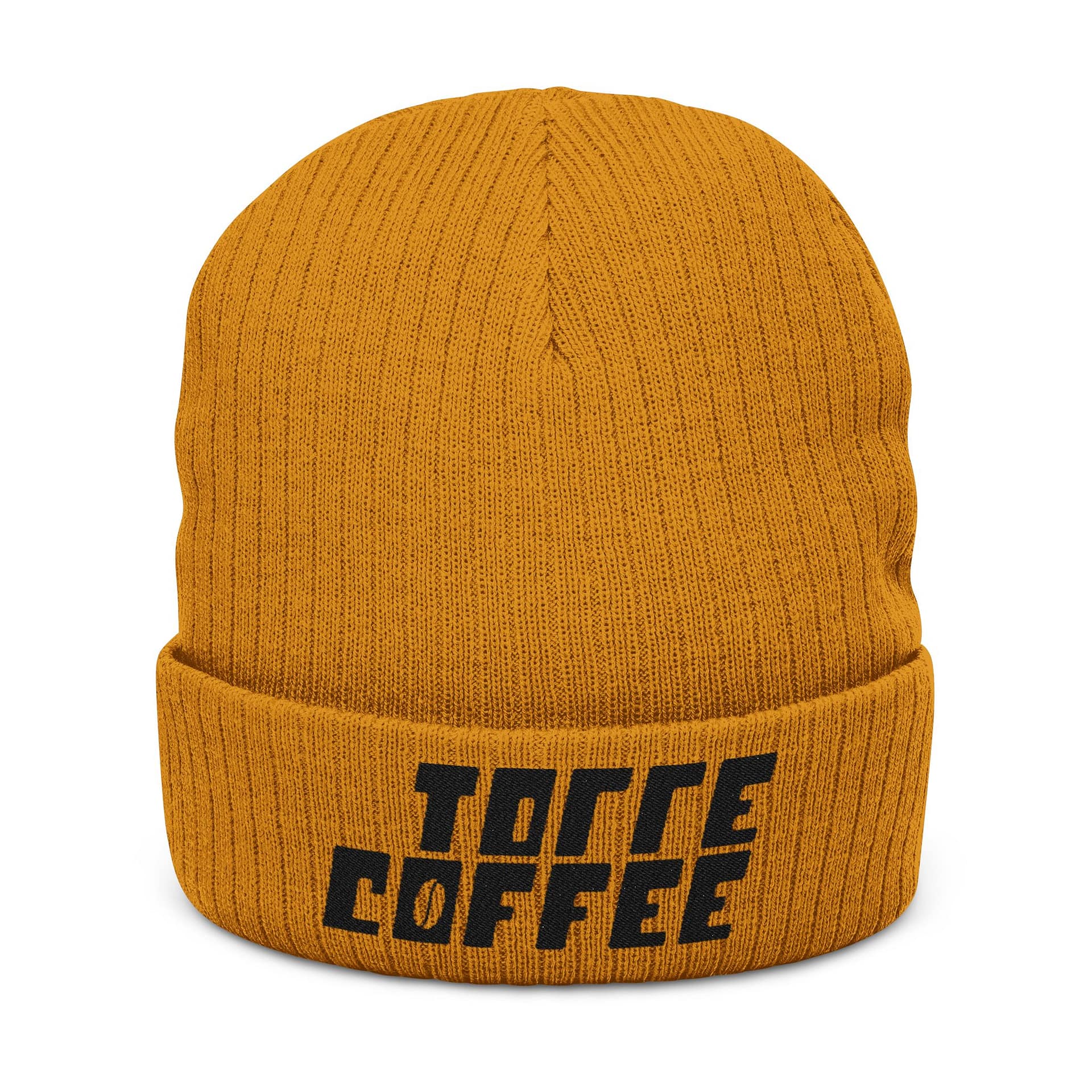 Embroidered 'Torre Coffee' Ribbed Knit Beanie – Image 3