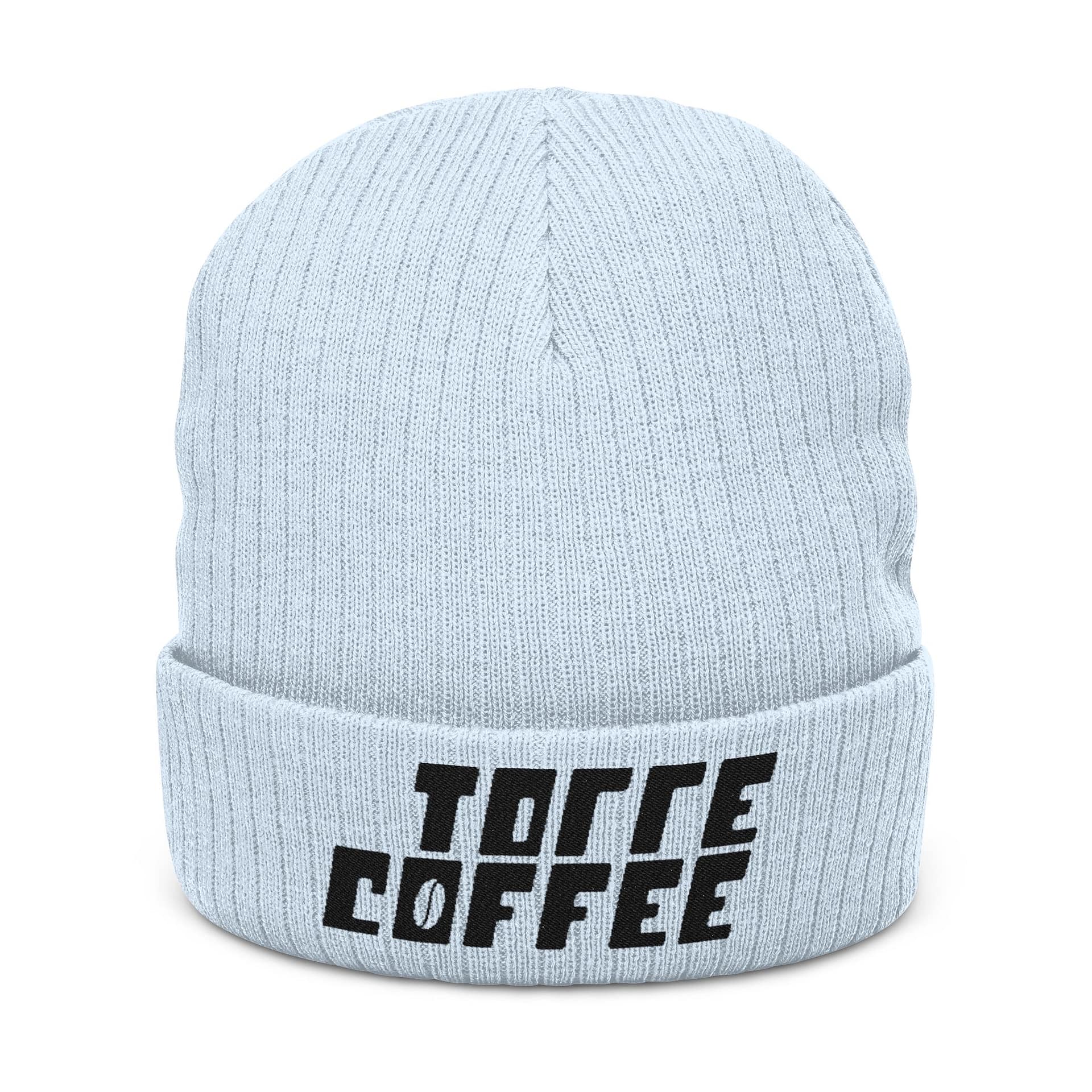 Embroidered 'Torre Coffee' Ribbed Knit Beanie – Image 6